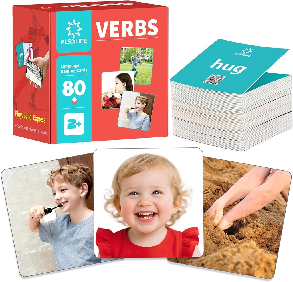 80 Verb Cards with Action Videos|두꺼운 행동 Verb Flash Cards for Speech Therapy|아이들을 위한 Verbs Flash Cards for Toddler Learning Cards Action Words|아이들을 위한 그림 카드