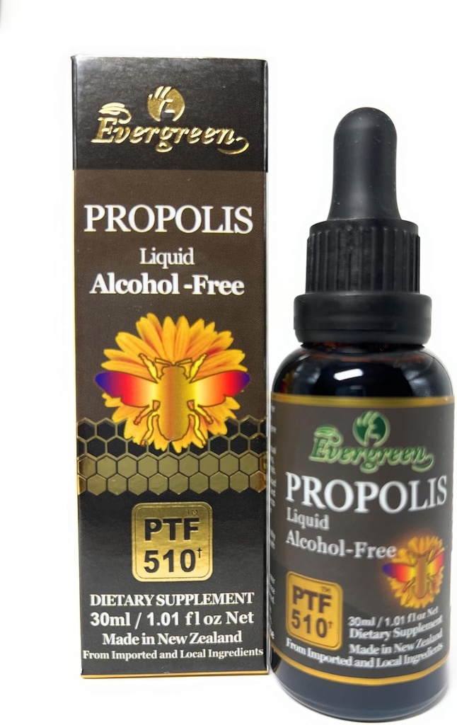 Evergreen Propolis 액체 알코올 - 무료 열 30ml PTF1170 (1170 Propolis Flavonoid 포함) 뉴질랜드에서 만든
