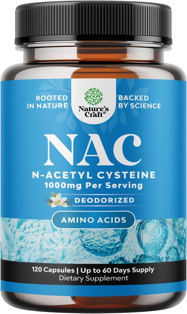 NAC 보충교재 N-Acetyl Cysteine 1000mg - Vegan 높은 흡수 비 균질 NAC 1000mg 캡슐 간결을 위한 글루타티온 전구체 Detox & 수선 플러스 Lung 건강 및 면제 지원 (2 달)