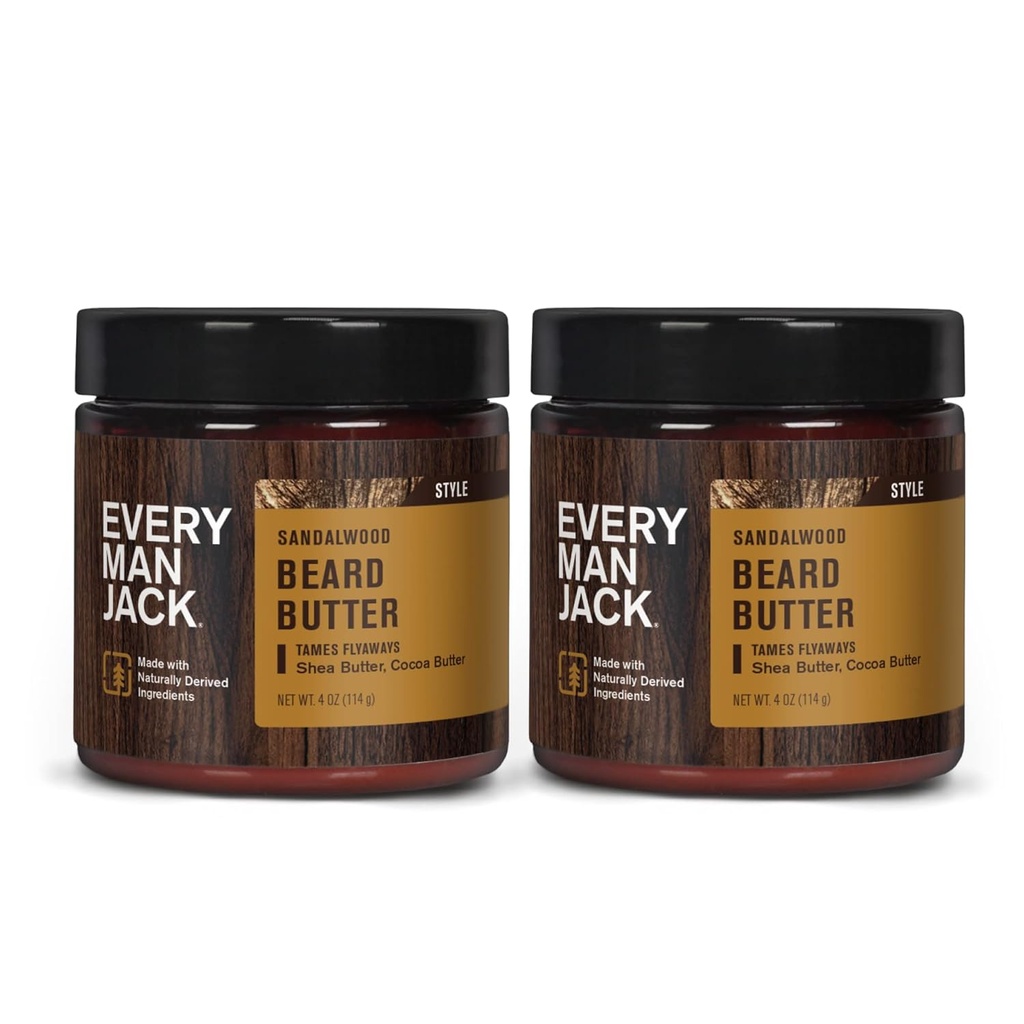 모든 사람 잭 Beard 버터 - 거북 샌들 우드 향수 - Hydrates and Styles Dry, Unruly Beards while Relieving Itch - 자연적으로 Shea Butter와 코코넛 오일 - 4-ounce (2 팩)