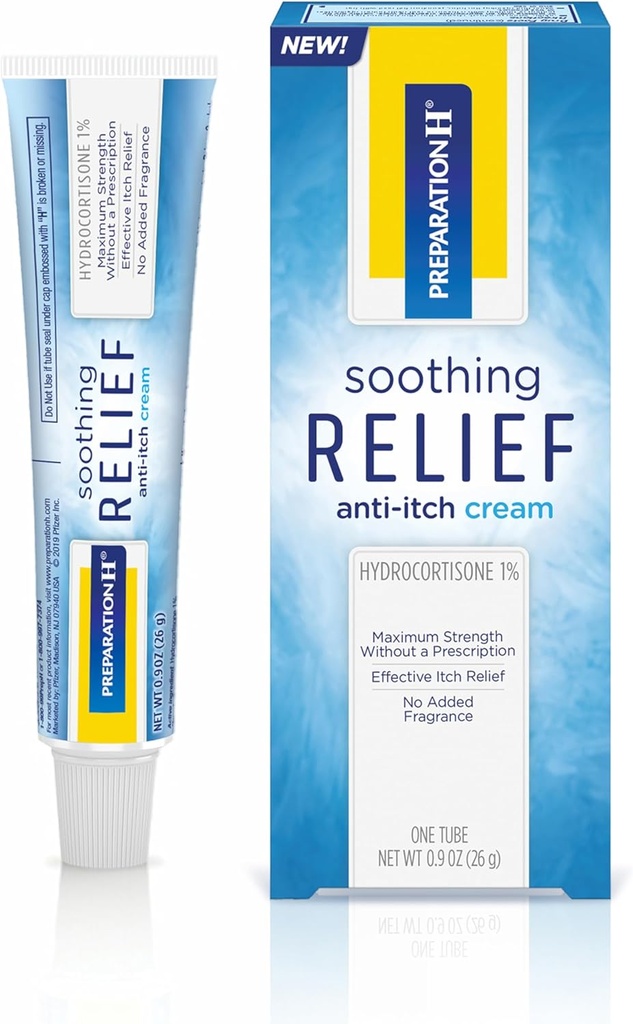 준비 H Soothing 구호 안티 Itch 크림, 1% 부트 Itch 구호 크림 - 0.9 Oz 튜브