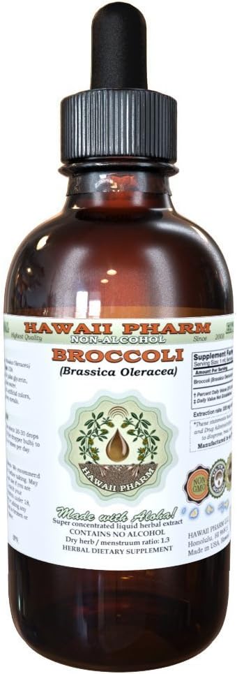하와이 Pharm 브로콜리 알코올 무료 액체 추출, 유기 브로콜리 (Brassica Oleracea) 씨앗 글리세리 자연 초본 보충 4 oz