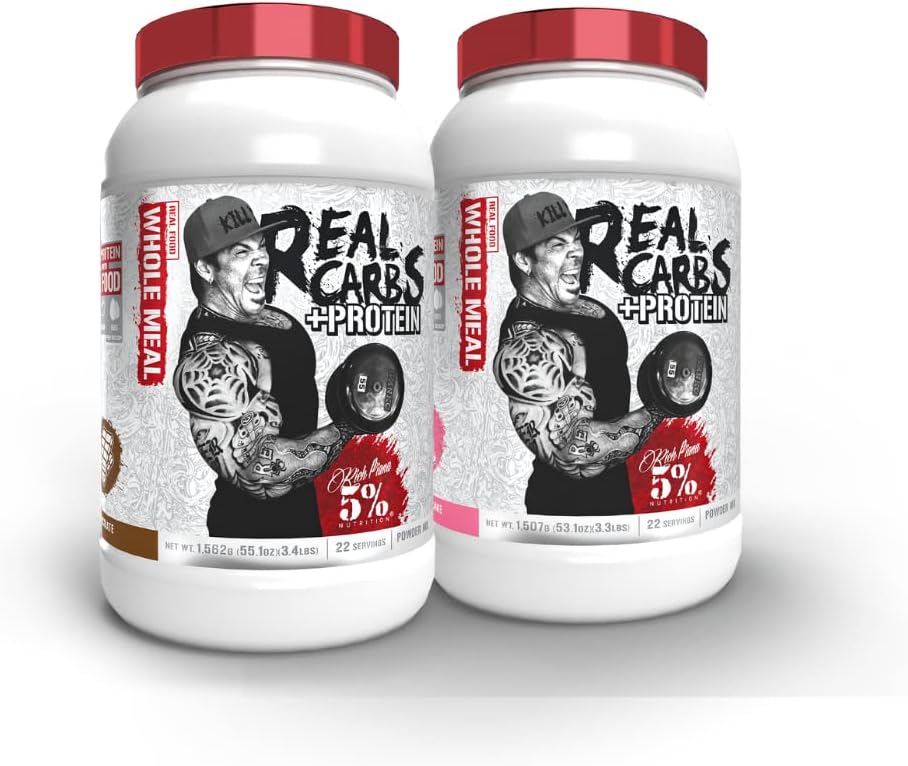 5% Nutrition Real Carbs + Protein (2 Pack 번들) | Clean Mass Gainer Protein Powder | Pre Workout/Post-Workout Recovery Meal (Chocolate + Birthday Cake)에 대한 실제 식품 탄수화물 연료
