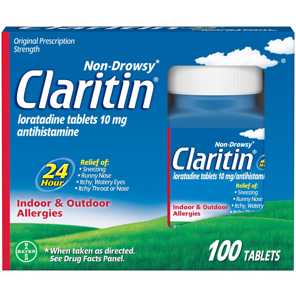 성인을 위한 Claritin 알레르기 약, 24-Hour 비 Drowsy Loratadine 10mg 알약, Antihistamine, 100개의 정제