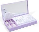 PORT X POLISH Designer Weekly Pill Box 주최자 (AM / PM 2X Daily, Lilac) | 컴팩트, 세련된 7 일 비타민 보충 케이스 | 귀여운 휴대용 미니 여행 의학 캐리어 | BPA-Free Pillbox Caddy