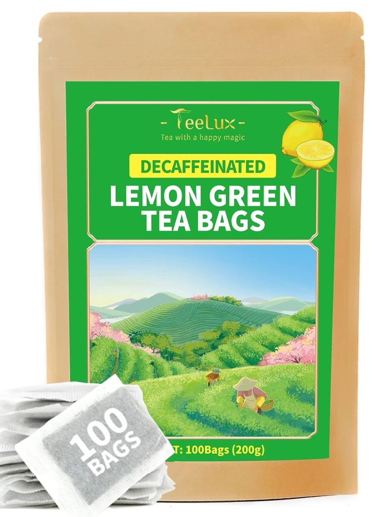 TeeLux Decaf 레몬 녹차, 레몬 아로마 & 맛, 100 카운트를 새로워진 카페인 녹차