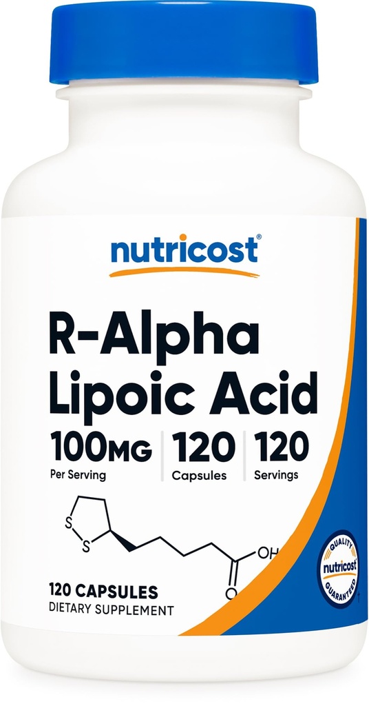 Nutricost R-Alpha Lipoic Acid 100mg, 120 캡슐 - Veggie 캡슐, 비 GMO, 글루텐 무료