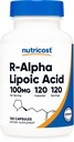 Nutricost R-Alpha Lipoic Acid 100mg, 120 캡슐 - Veggie 캡슐, 비 GMO, 글루텐 무료