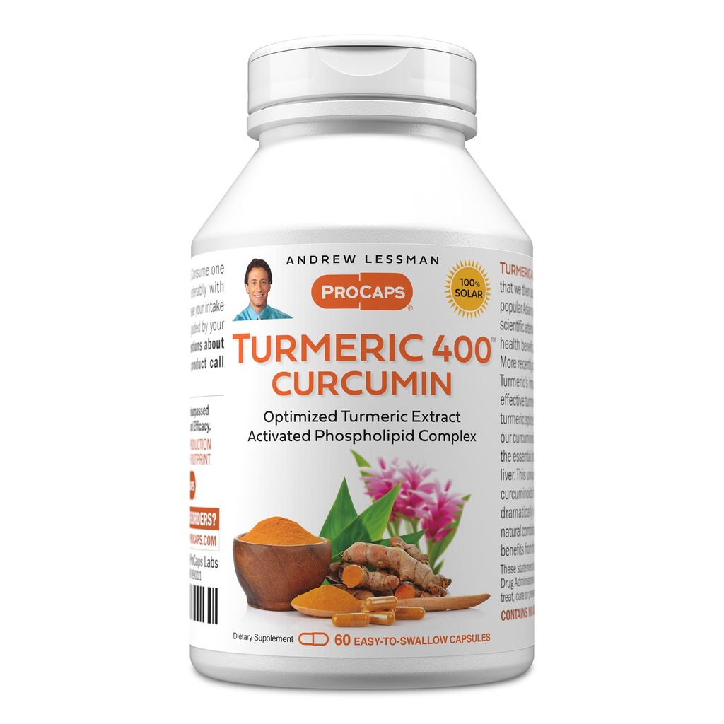 ANDREW LESSMAN Turmeric 400mg - 60 캡슐 - 최적의 혜택과 흡수를위한 인스 포 지 복합체로 95 % Curcuminoids, 높은 효능 표준화 된 추출물, 작은 쉽게 삼키기 캡슐