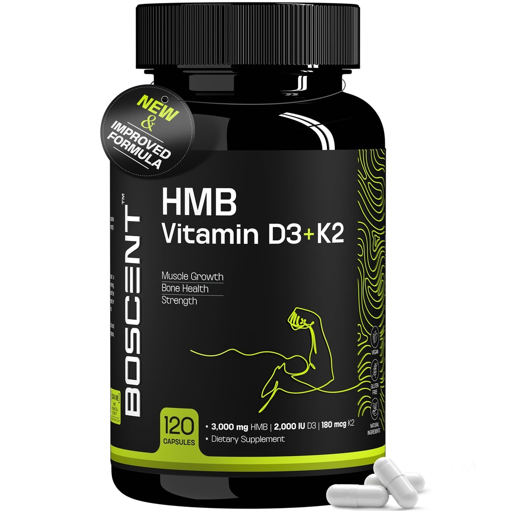 HMB와 비타민 D3 보충교재 1,000 MG (180의 캡슐) - D3 & 칼슘의 4,000 UI를 가진 HMB 보충교재 - 근육 성장, 힘 & 치료 - B Hydroxy B Methylbutyrate Butyrate - 남자를 위한 근육 건축업자