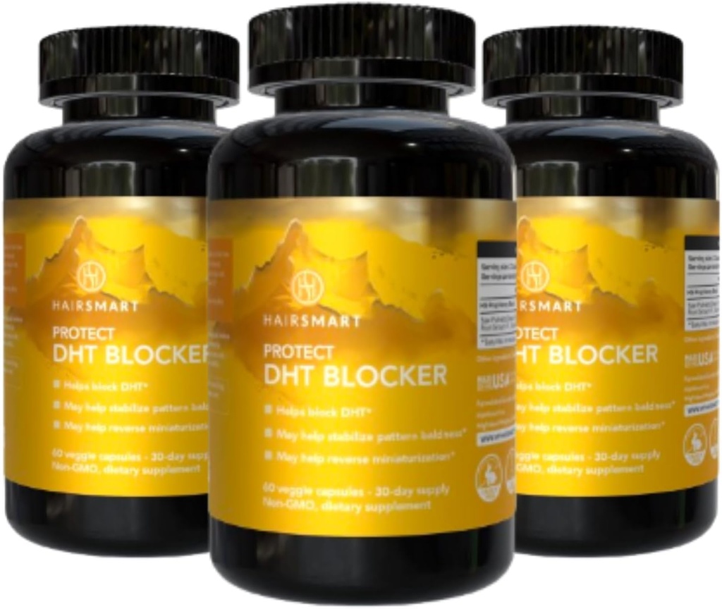 남성과 여성용 DHT 차단제, 글루텐 프리 포뮬러, 톱 팔etto, 스팅 쐐기, 그린티, Pygeum Bark & 호박 씨앗 | 머리 성장, 60 카운트, 팩 3