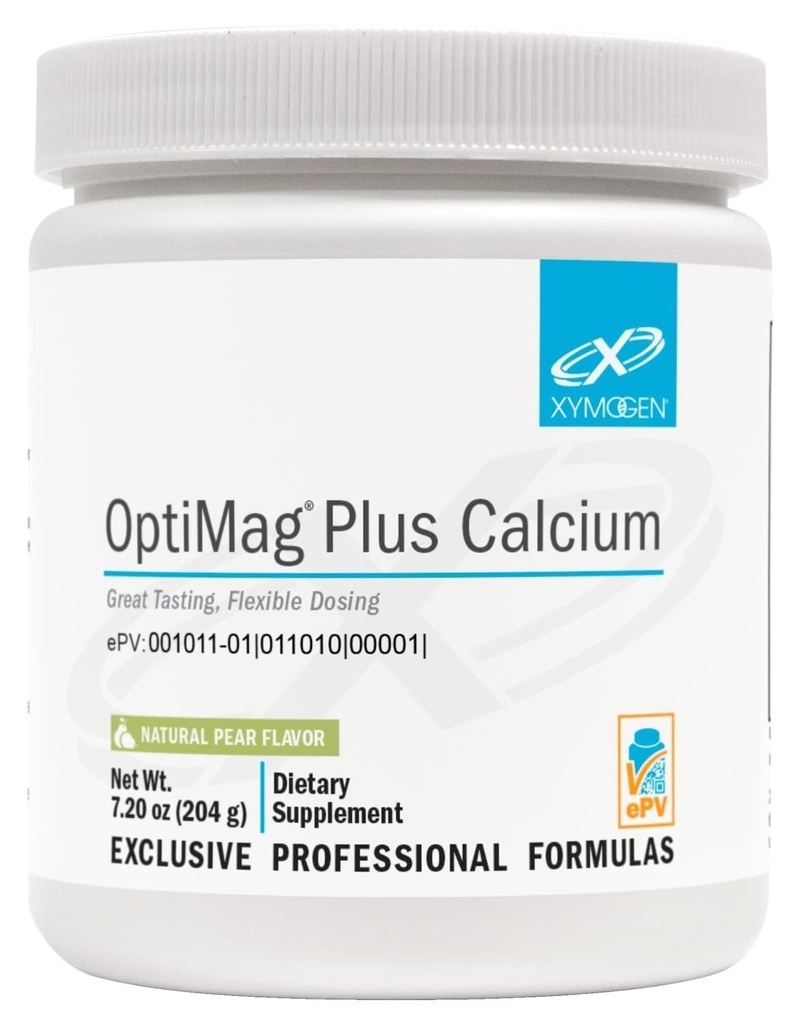 XYMOGEN OptiMag Plus 칼슘 - Calm Behaviors, Healthy Mood, Healthy Bone + Muscle Function - Magnesium Malate (7.2 oz)와 함께 칼슘과 훌륭한 맛 마그네슘 분말