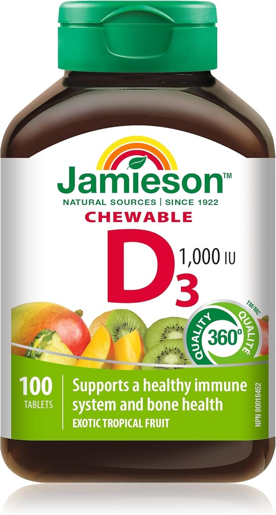 Jamieson Laboratories 1,000 LU 자연적인 열대 풍미 Chewable 비타민, 100 조사