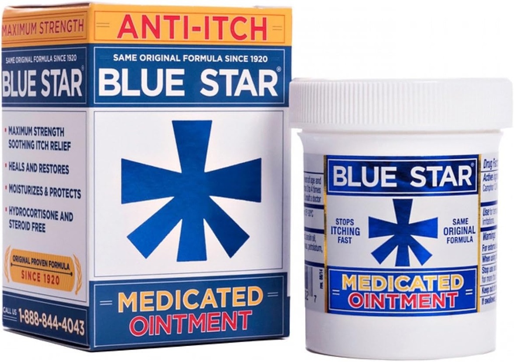 Blue Star Medicated Anti-Itch Ointment, 팩 당 2oz (2 팩)