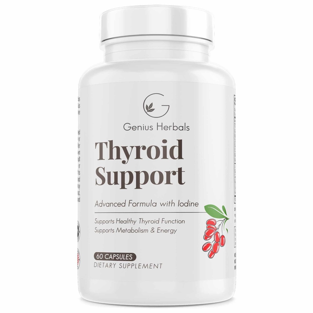 갑상선 지원 - Iodine를 가진 진보된 공식, 지원 Metabolism & 에너지는, 건강한 갑상선을 지원합니다. 비 GMO Thyroid 보충 - 60 캡슐