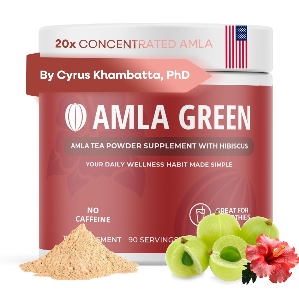 Amla 분말 & Hibiscus, 20x Ultra Concentrated Amla, 산화 방지제 지원, Oolong 차와 인도 Gooseberry, 유기, Vegan, Hibiscus, 90의 서빙으로 만드는
