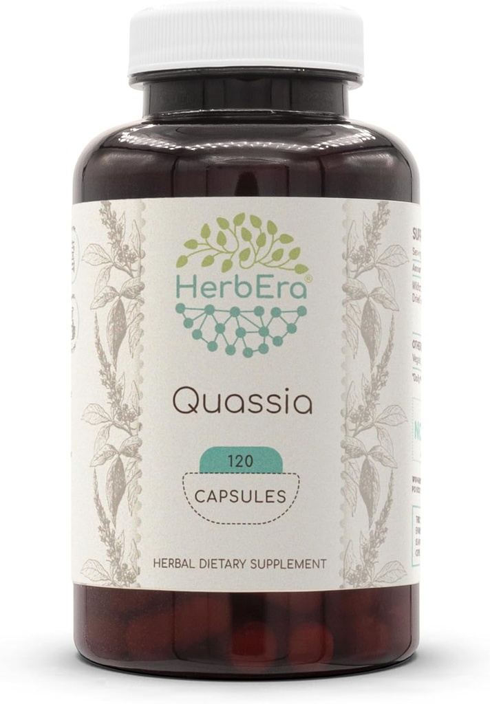 HerbEra Quassia 120 캡슐, 500 mg, Wildcrafted Quassia (Quassia Amara) 건조 된 Bark (120 캡슐)