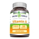 놀라운 수식 비타민 A 10000 IU 보충 | Retinyl Palmitate | 3000 Mcg | Softgels | Non-GMO | 글루텐 프리 | 미국 (1 팩, 500 개)