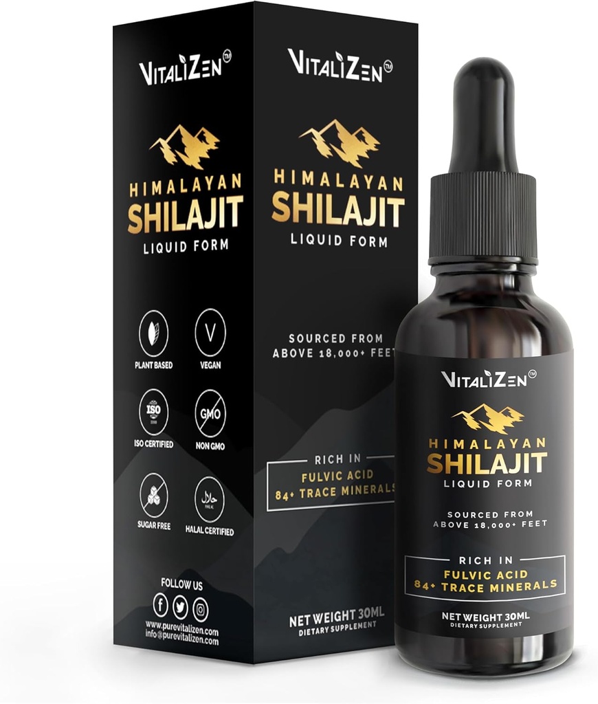 Shilajit Pure Himalayan Organic Drops | 100 % 천연 액체 Shilajit Drop | Detox, Immune Support, Energy | Himalayan Shilajit Liquid Drops with Fulvic Acid and Trace Minerals | 30ml