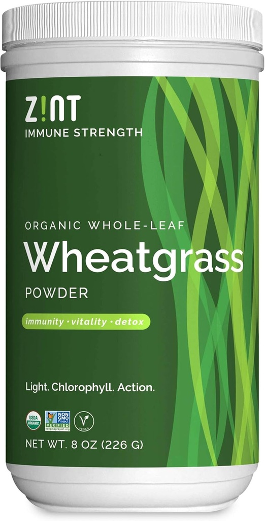 Zint Wheatgrass 분말, 유기 (8개 oz): 강력한 면역 지원 보충교재, Detox, Immunity 승압기를 위한 전체적인 잎 산화 방지제 Chlorophyll 근원