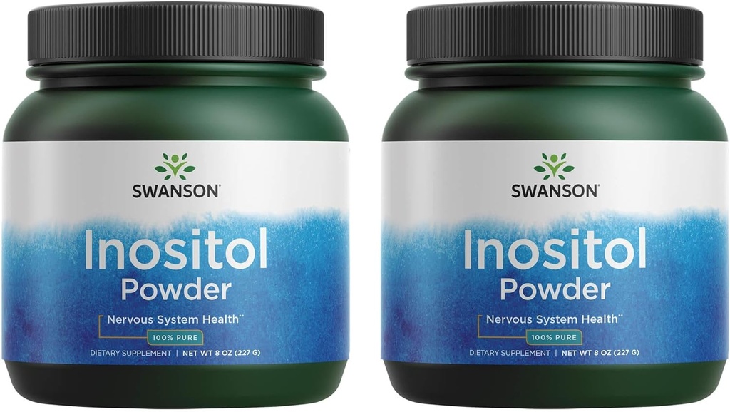 Swanson 100 % 순수 Inositol 분말 - 자연 보충 촉진 초점 및 휴식 - Nerve & Cellular 지원 - (8oz) 2 팩