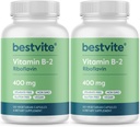 BESTVITE 비타민 B-2 (Riboflavin) 400mg (240 채식 캡슐) (120 x 2) - Stearates 없음 - Vegan - 비 GMO - 글루텐 무료