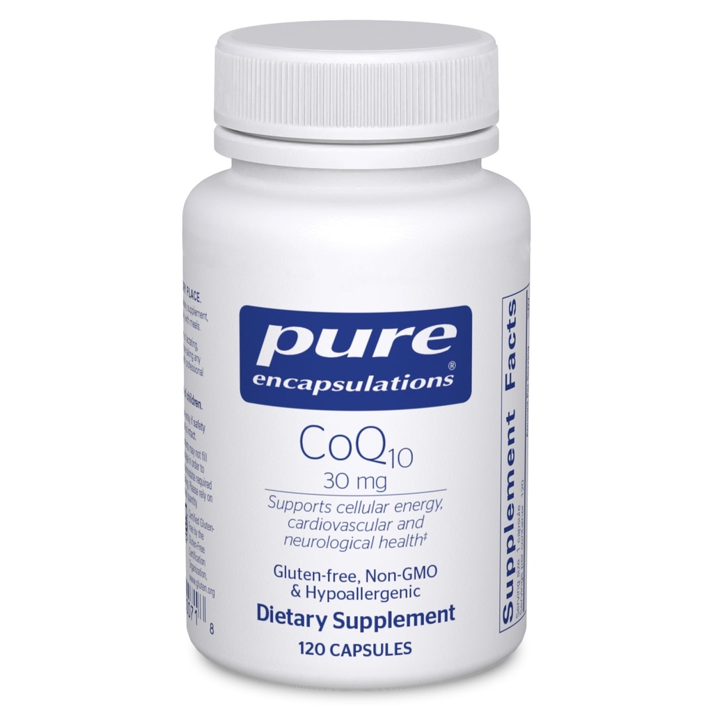 Pure Encapsulations CoQ10 30 mg | 에너지, 산화제, 뇌 및 세포 건강, Cognition 및 심혈관 지원을위한 Coenzyme Q10 보충교재 * 120 캡슐
