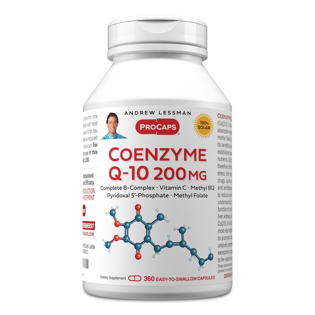 ANDREW LESSMAN Coenzyme Q-10 200 mg 360 캡슐 - 에너지 생산 및 최적 키 조직 기능, 안티 - 산화 지원, 노화 방지, B-Complex에 의해 보충. 삼키기 캡슐에 쉬운