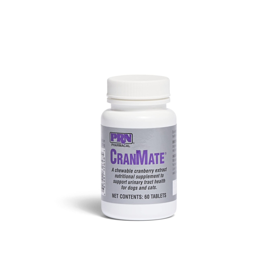 PRN Pharmacal CranMate Cranberry 보충 - 개 및 고양이를위한 Chewable Cranberry 추출물 영양 보충제 - Cranberry Urinary Tract Health - 60 Chew Tabs