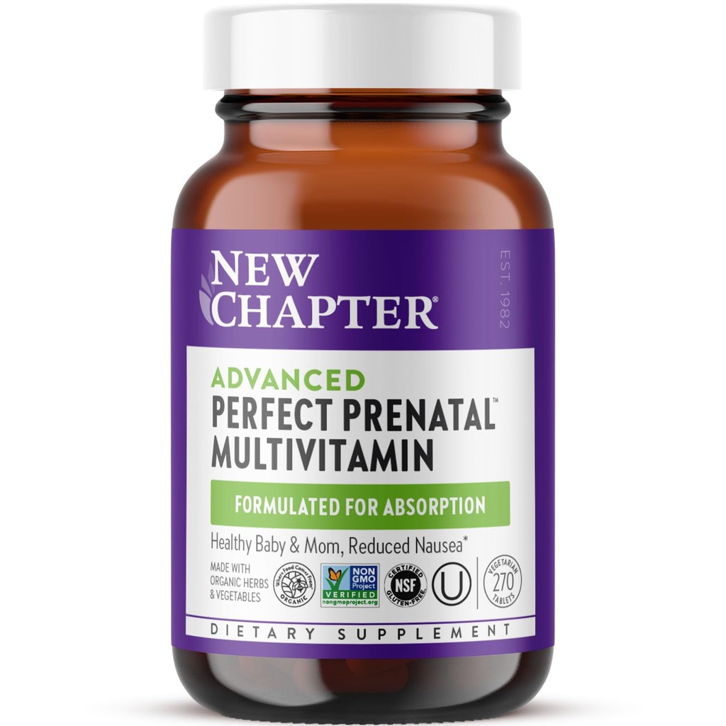 새로운 장 고급 완벽한 Prenatal 비타민, 270ct, 유기, 건강한 아기 & 엄마를위한 비 GMO 성분 - Folate (Methylfolate), 전체 음식 발효 철, 비타민 D3 + Ginger