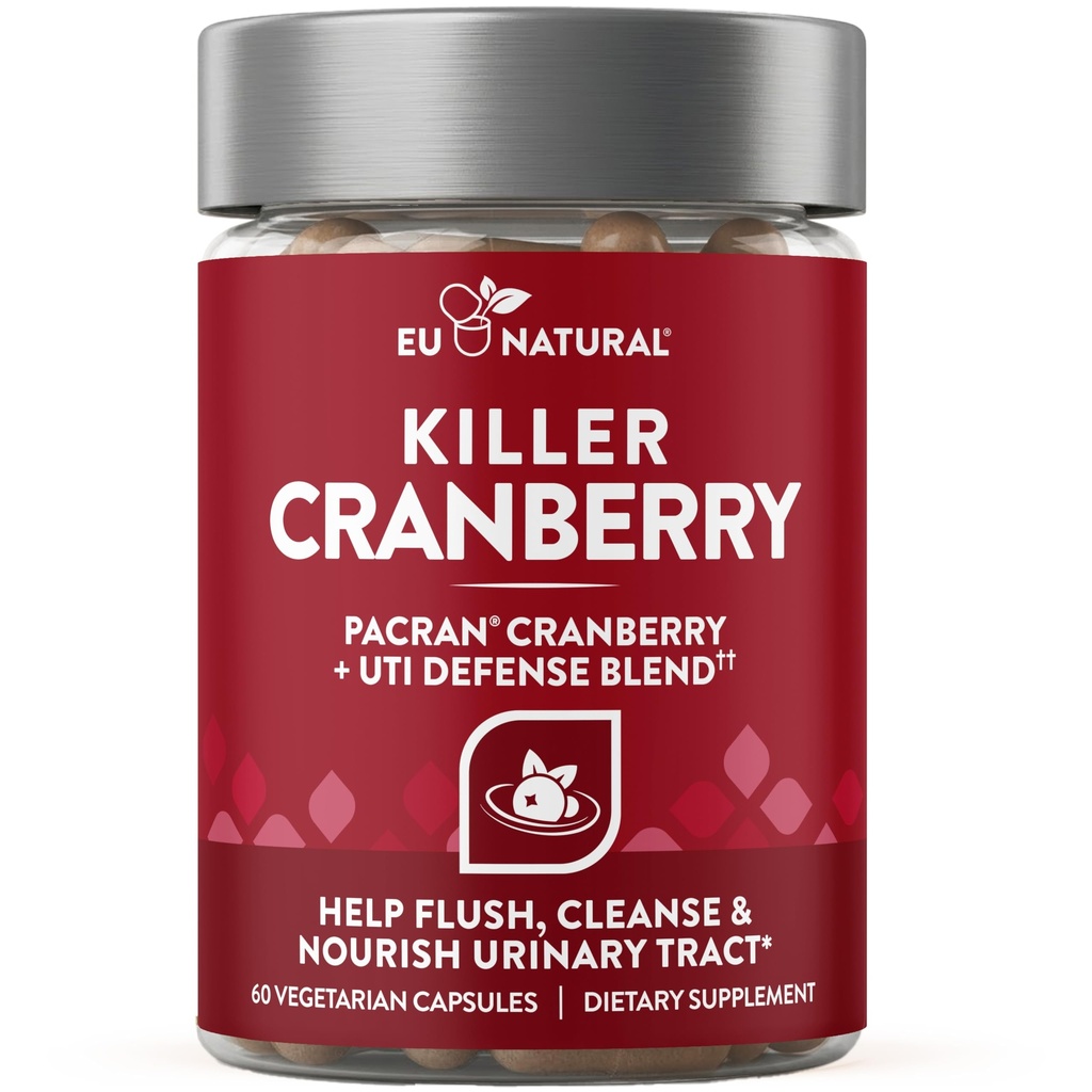여성을위한 9-in-1 Killer Cranberry 알약 - 임상적으로 장식 된 성분과 UTI 방어 혼합 - 9 추출물 Urinary Tract Supplement - Pine Bark, Propolis, 비타민 D 및 더 - 60 빠른 행동 캡슐
