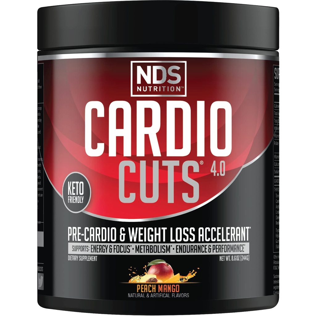 NDS Nutrition 4.0 Pre Workout Supplement - L-Carnitine, CLA, MCT, L-Glutamine 및 Safflower Oil - Peach Mango (40 인분)이있는 고급 체중 감량 및 Pre Cardio 공식