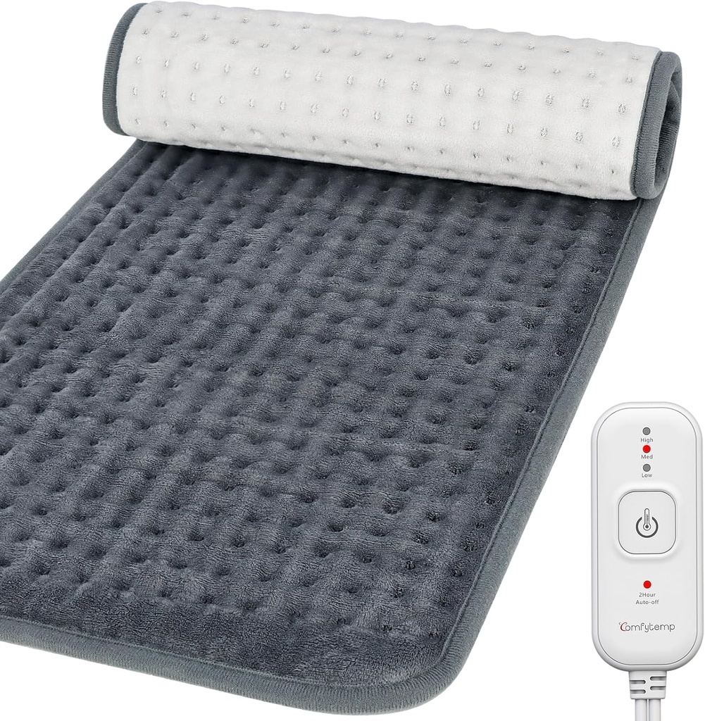 Back Pain & Cramps Relief, FSA Eligible Electric Large Heat Pad, 2H Auto Off, 여성 남성 엄마 아빠를위한 크리스마스 선물, HSA Moist Neck Shoulder Heated Pad, Washable, 12 "x24"