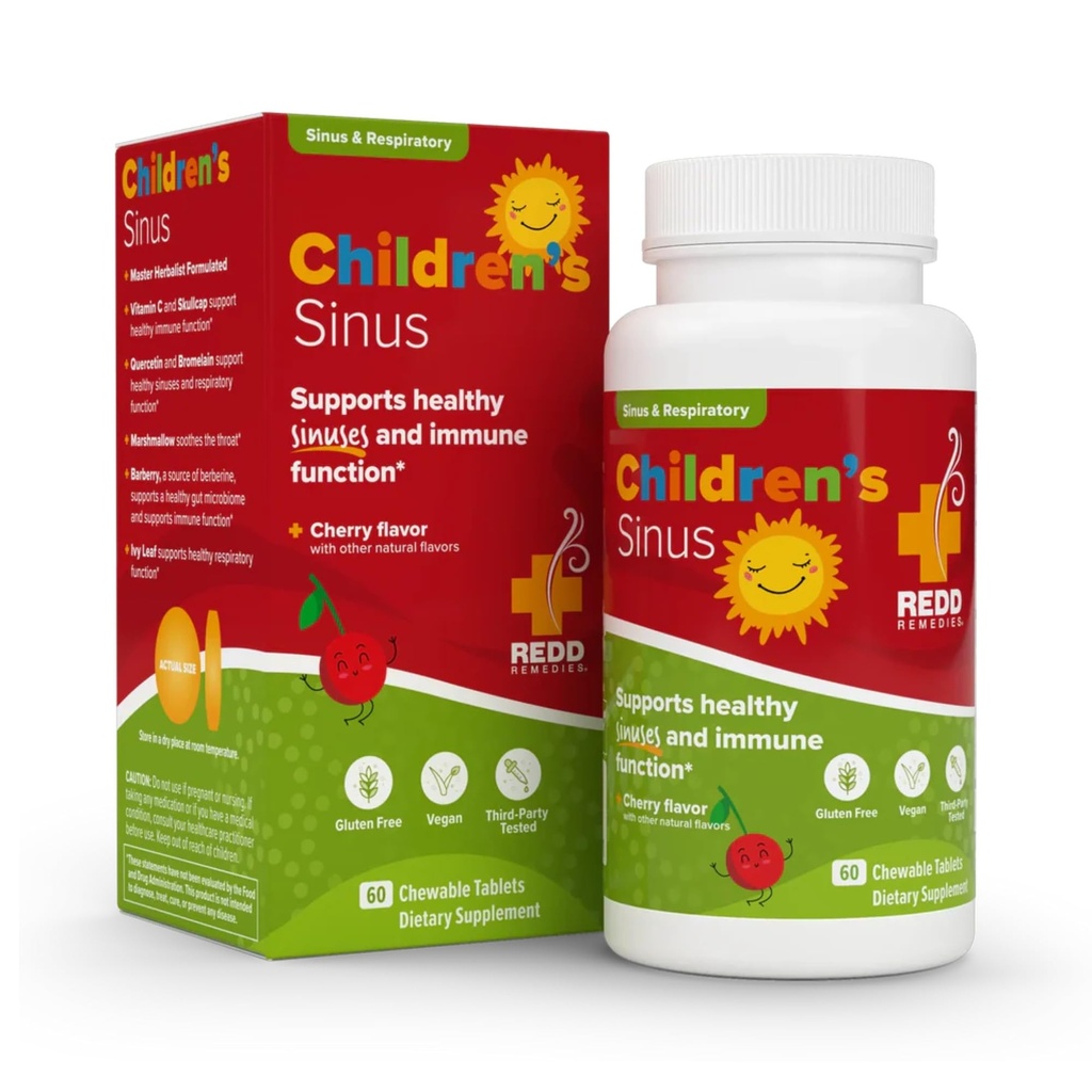 Redd Remedies, 아이들의 Sinus 지원, 면역 및 호흡 건강 수식, 체리 맛, 60 킬레이트 정제