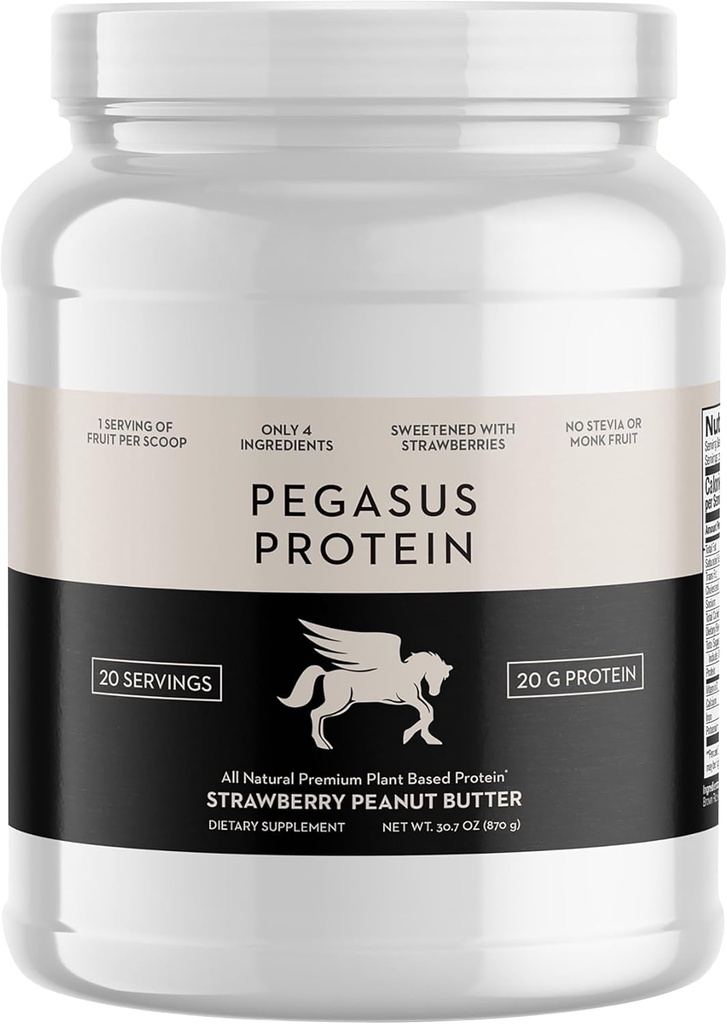 만 4 성분 - 스테비아 없음, 몽크 과일 없음, 인공 감미료 없음 - Strawberry Peanut Butter Protein Powder, Berries (20g of Protein, 20 서빙)과 함께하는 모든 자연