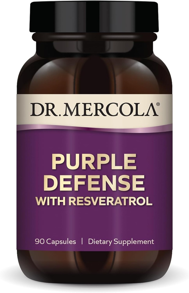 Mercola Purple Defense 박사 - 고순도 산화 방지제 지원 - 포도 씨앗 및 피부 추출물 - 지원 심혈관 및 뇌 건강 - 90 캡슐