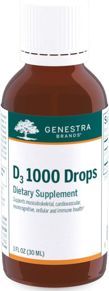 Genestra 브랜드 D3 1000 드롭 | 액체 비타민 D 보충 | 1 fl. oz.