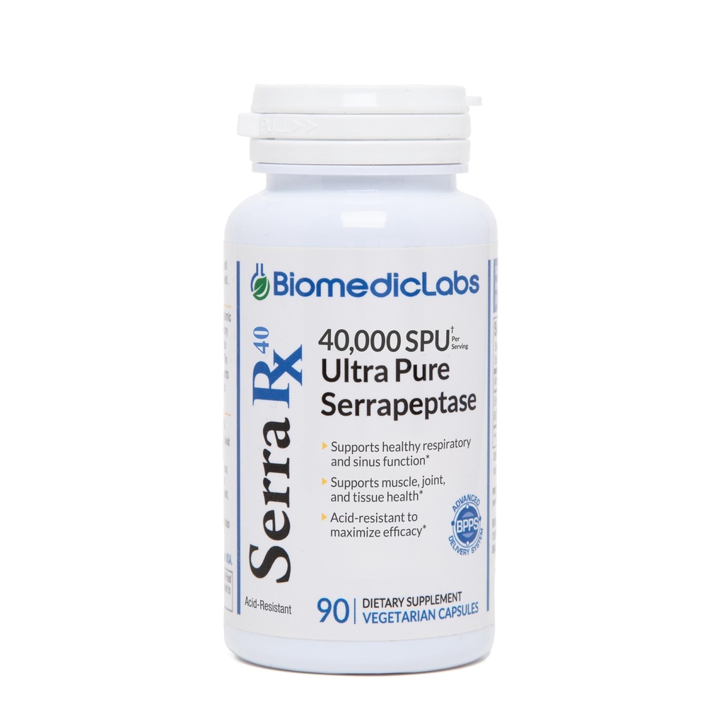 Serra-RX 40,000 SPU Serrapeptase - 산 저항하는 Proteolytic 체계적인 효소, 비 GMO, 글루텐 자유로운, Vegan, 90 Veg 캡슐