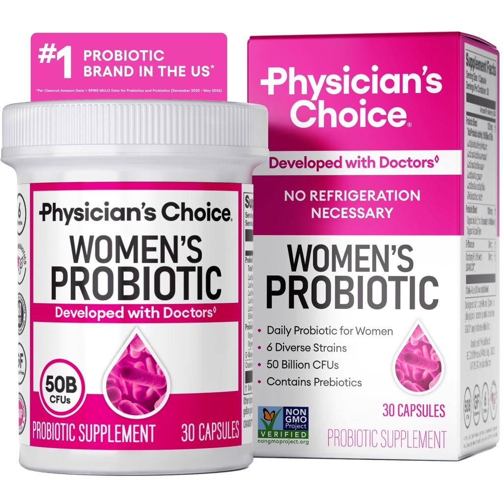여성을위한 Physician 's CHOICE Probiotics - PH 균형, 소화, UT, & Feminine 건강 - 50 억 CFU - 6 자신의 독특한 Strains - 유기 Prebiotics, Cranberry Extract+ - 여성 Probiotic - 30 CT