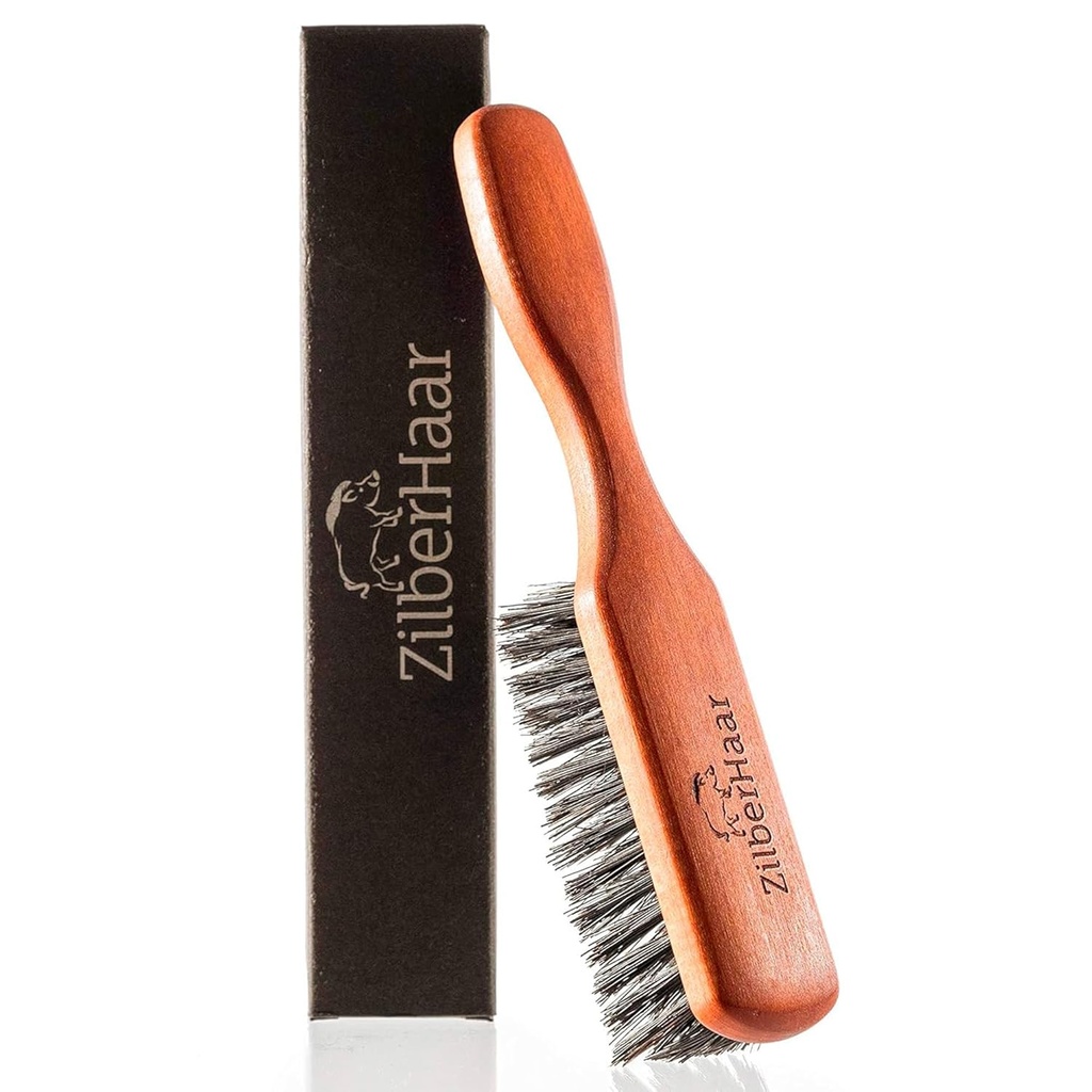 ZilberHaar 정규적인 Beard 솔 - 연약한 Boar Bristles - 남자를 위한 Beard grooming 솔 - 스트레이트 및 촉진 수염 성장 - 수염 기름과 발병과 함께 일 - 수염 배려 장비를 위한 근본