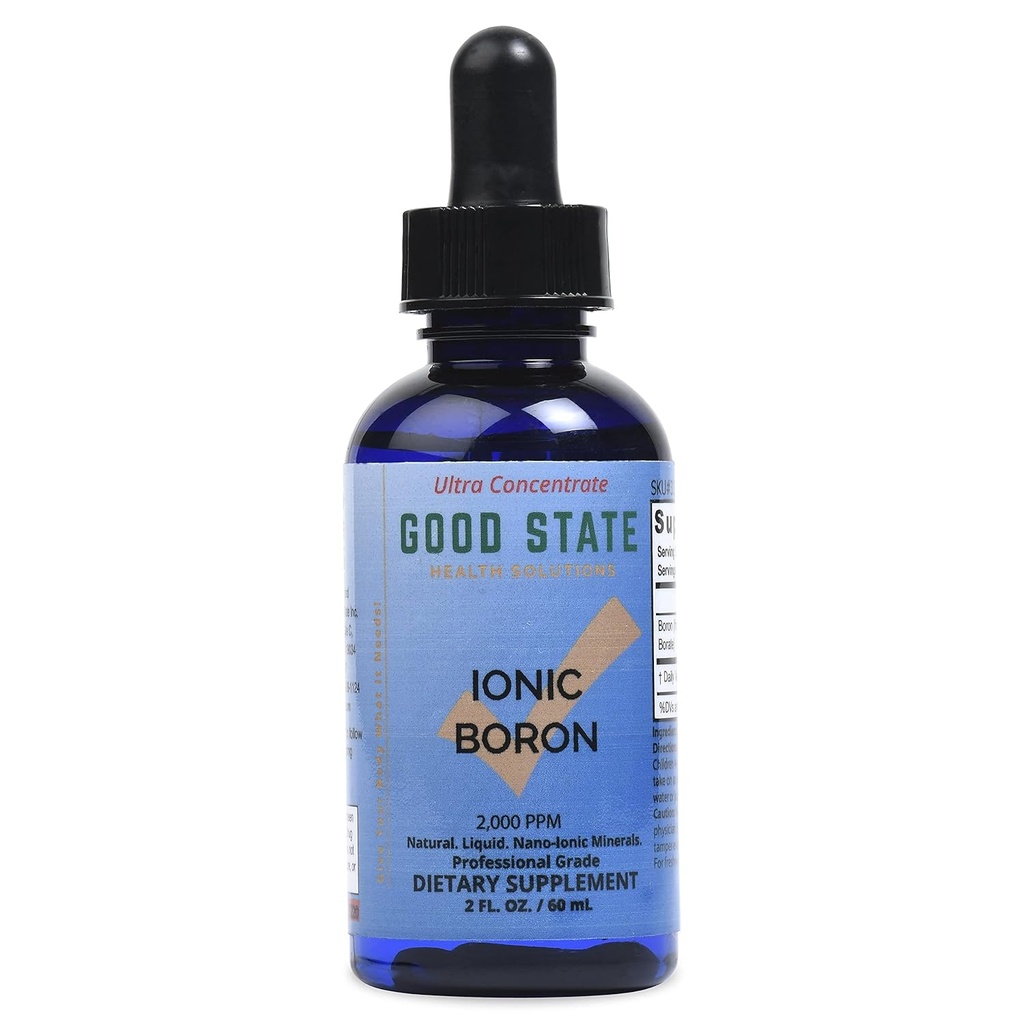 Good State | 이오니아 보론 | 자연 | 액체 농축물 | 나노사이즈 미네랄 기술 | 전문 등급 | 10 Drops Equals 1 mg | 1.6 Fl oz Bottle