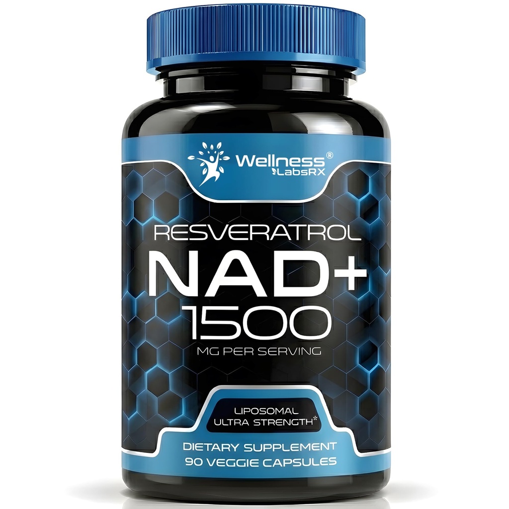 WELLNESS LABSRX NAD 보충교재, 1500mg - 미국은 Liposomal NAD+를 만들었습니다 Resveratrol, NAD Plus Boosting과 보충 - 세포 건강, 체력 및 건강한 노화 지원 - Ultra Strength Capsules