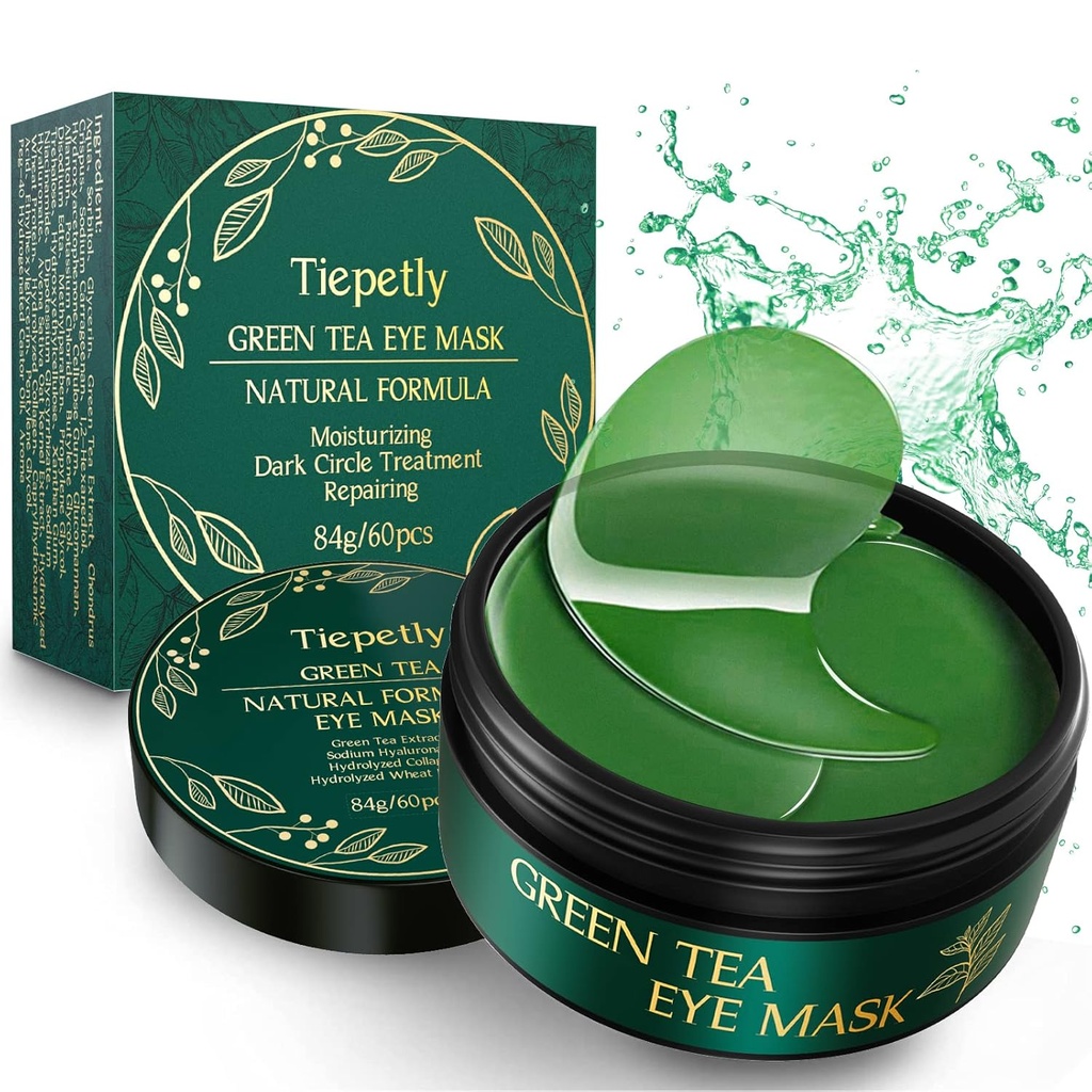 교원질을 가진 눈 가면의 밑에 Tiepetly, 어두운 원형과 붓기, Hydrating, 반대로 주름, 60 PC를 위한 녹차 눈 헝겊 조각