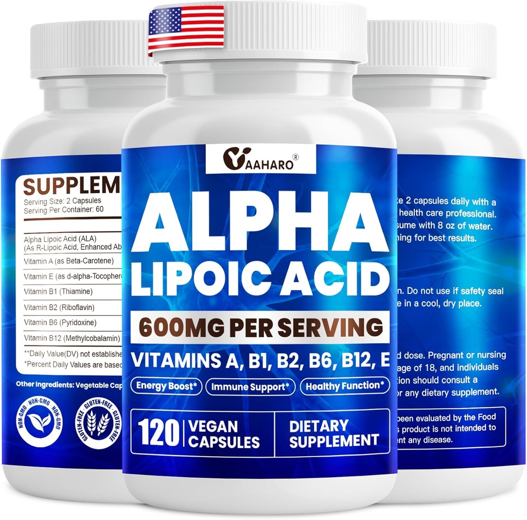 알파 Lipoic 산 600mg의 에너지 부스트를 위한 ALA 보충교재, 면역성이 있는 지원, 건강한 기능 및 강화한 흡수, 근본적인 비타민을 가진 R 알파 Lipoic 산, 120의 캡슐