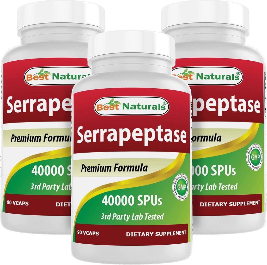 최고의 자연 Serrapeptase 40000 SPUs 90 Vcaps (90 개)
