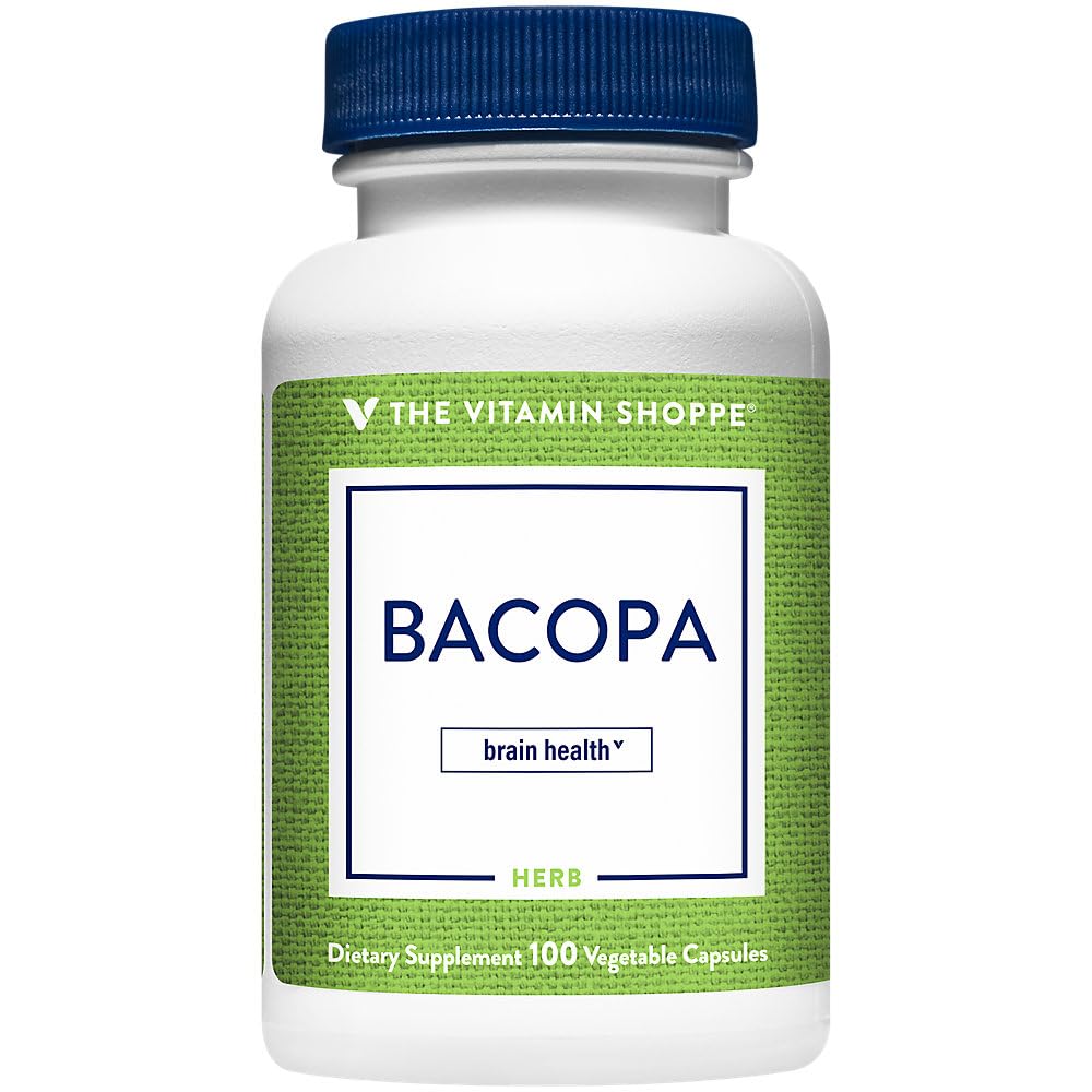 비타민 Shoppe Bacopa 500MG (Bacopa Monnieri), 임상적으로 장식 된 성분, 초본 뇌 지원 보충교재, 한 번 매일 (100 캡슐)