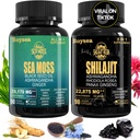 Geloo Superfood 보충교재 뭉치 - 90의 조사 바다 모스 캡슐 (바다 모스, 까만씨 기름) & 90의 조사 순수한 Shilajit 캡슐 (Shilajit, Ashwagandha) -1 팩
