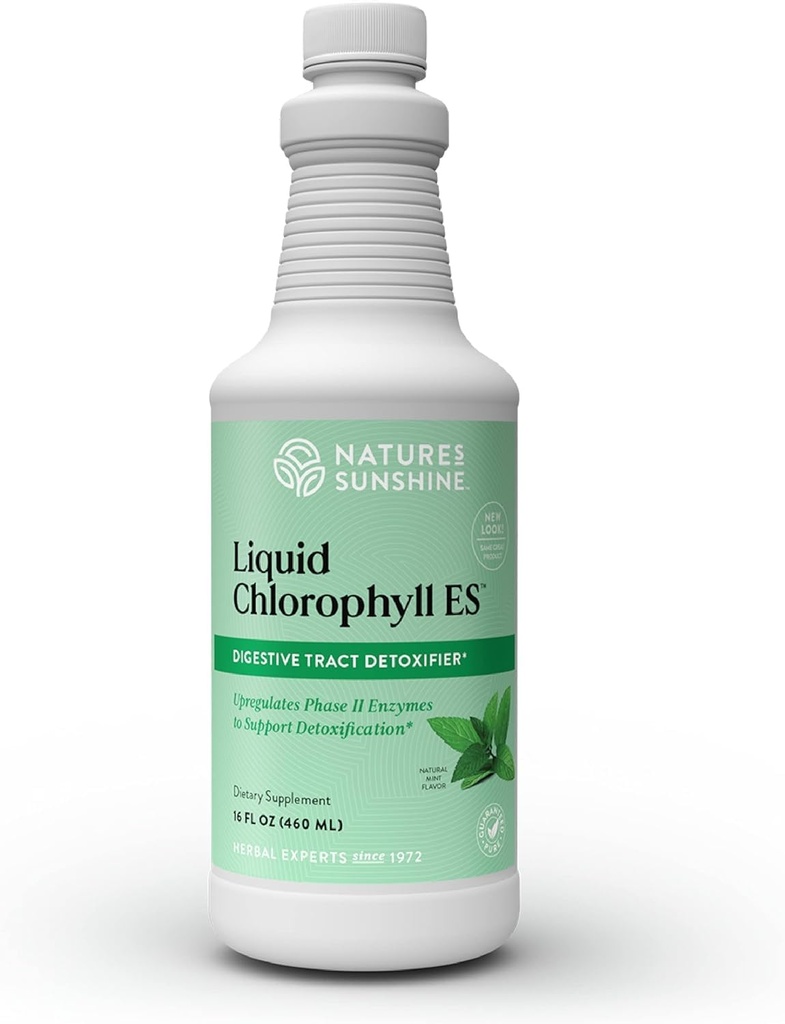 Nature's Sunshine Liquid Chlorophyll Extra Strength - 면역 지원, Detox & Cleanse, Spearmint Oil, Natural Energy Boost, Internal Deodorant - 16 Fl Oz와 엽록소 액체 드롭
