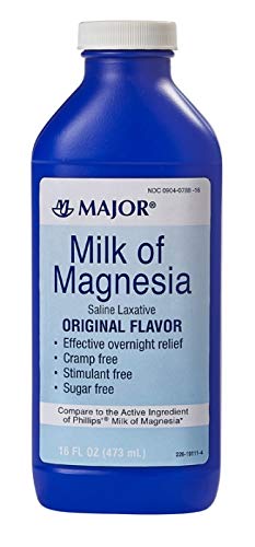 Magnesia Saline Laxative의 MAJOR 우유 - 본래 풍미 - 효과적인 Overnight 기복 - 자극제 자유로운, 설탕 자유로운 - 16 Fl Oz